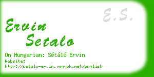 ervin setalo business card