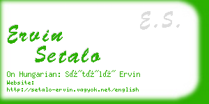ervin setalo business card